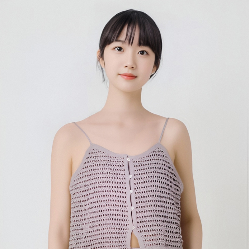 ビスチェ 透かし編みニットビスチェボタン付き細肩紐トップス