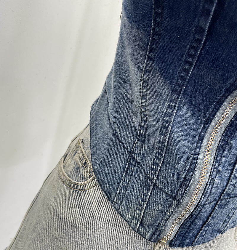 ビスチェ フロントジップ切替　デニム