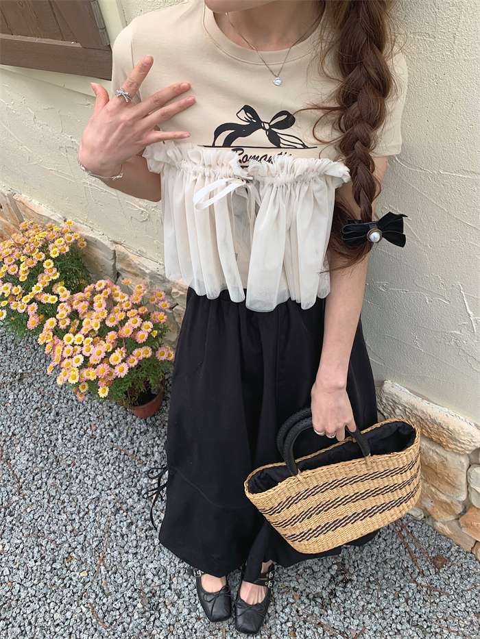 ビスチェ　おしゃれかわいいフリルチュールビスチェ