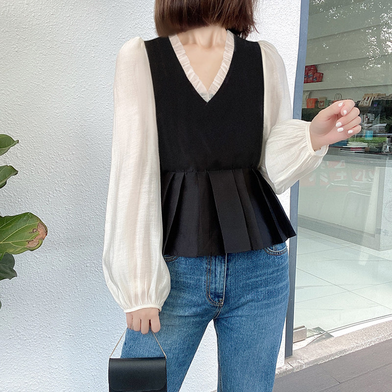 ビスチェ 袖フリルボリューム袖付きペプラムビスチェ