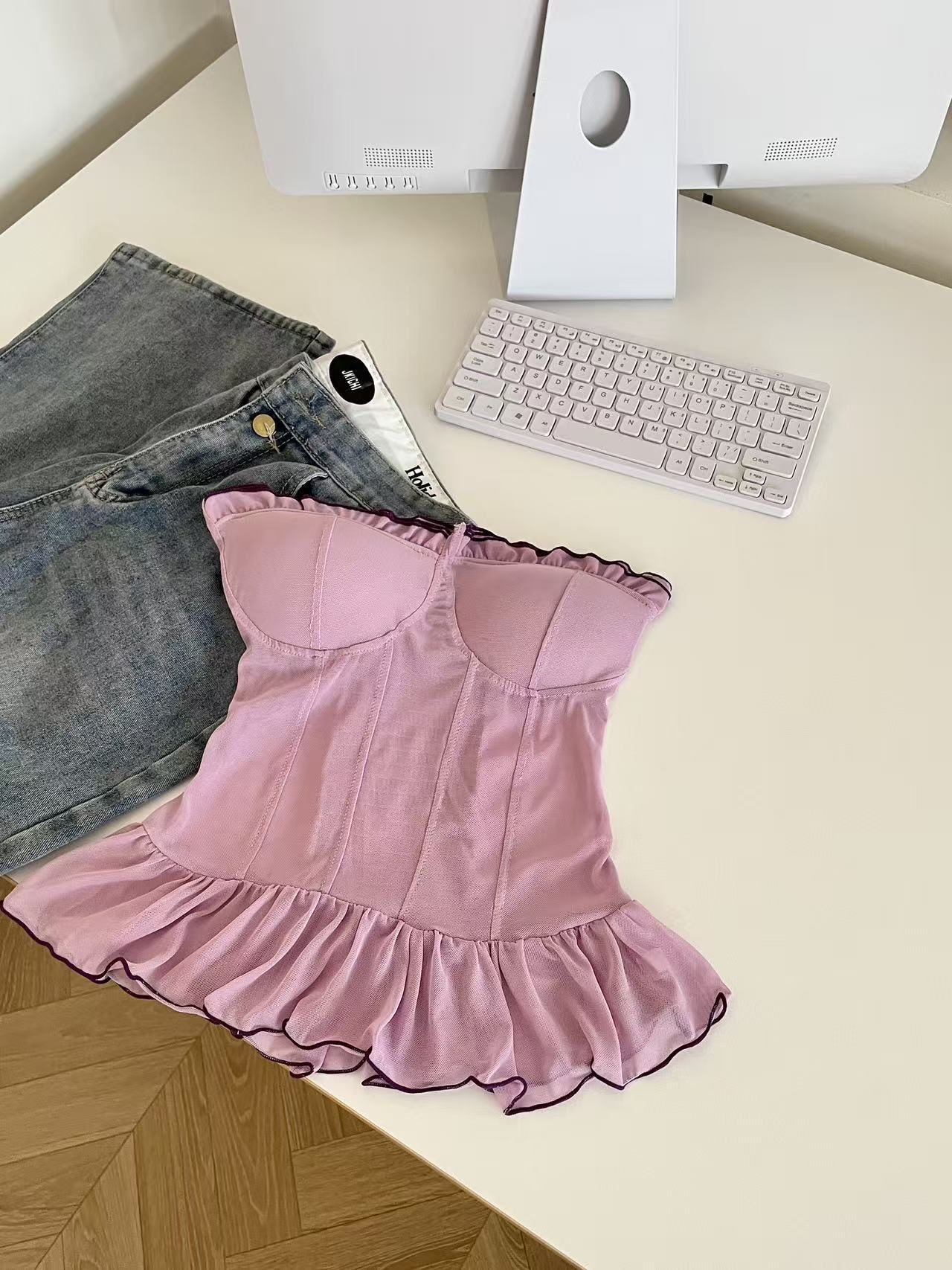 ビスチェ　ペプラムコルセット風　フリル