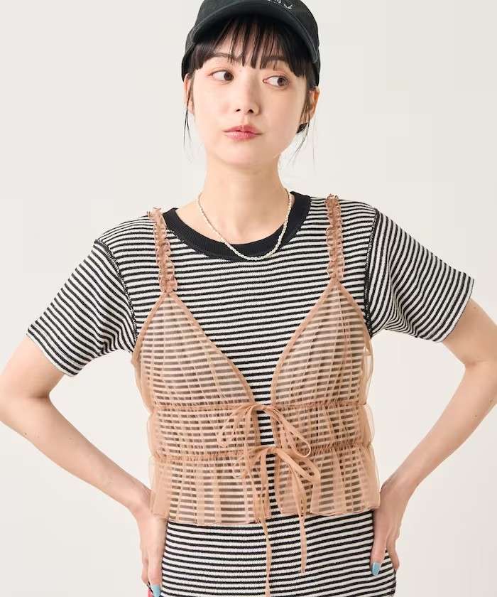 ビスチェ　シースルーチュールレイヤードビスチェ
