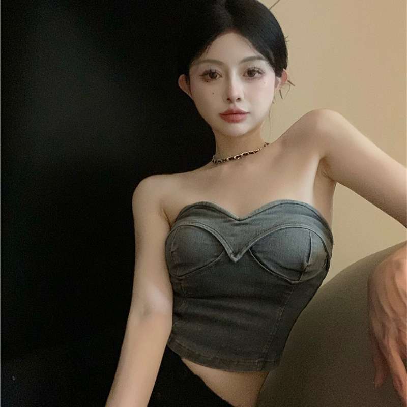 セクシーデニムビスチェトップス