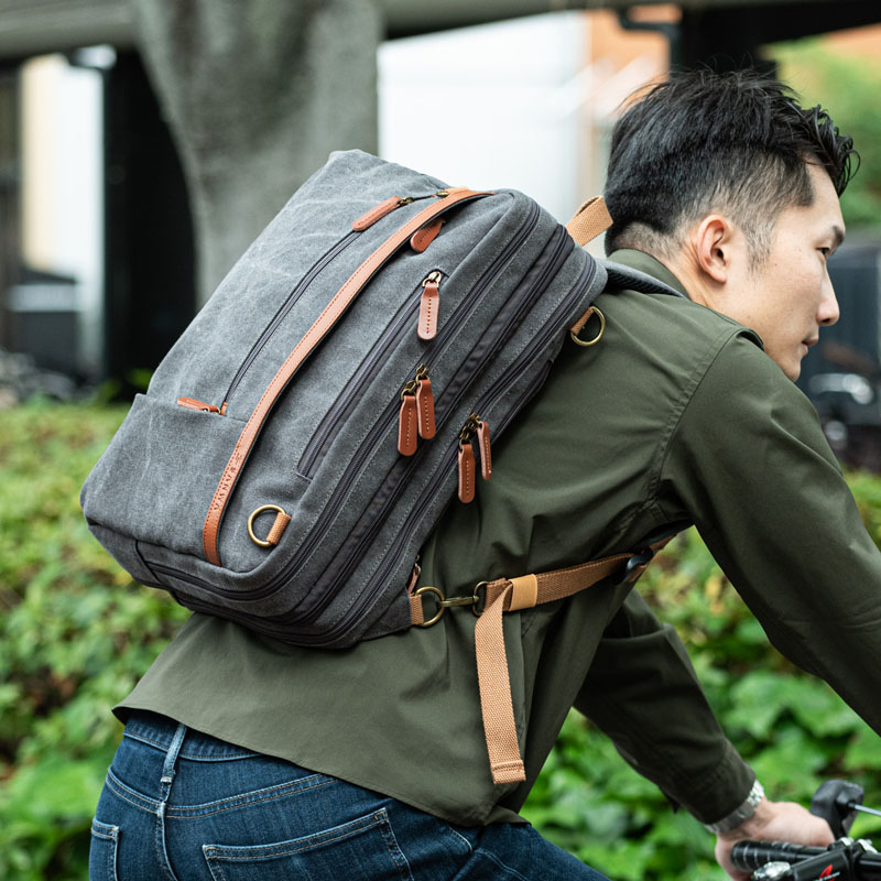 ビジネスリュック 帆布×本革コンビ 3way ビジネスリュック