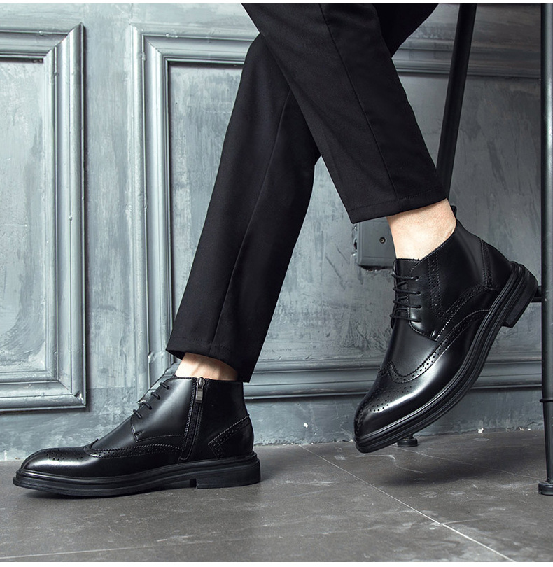 ビジネスシューズ 本革ウイングチップ厚底レースアップ紳士靴