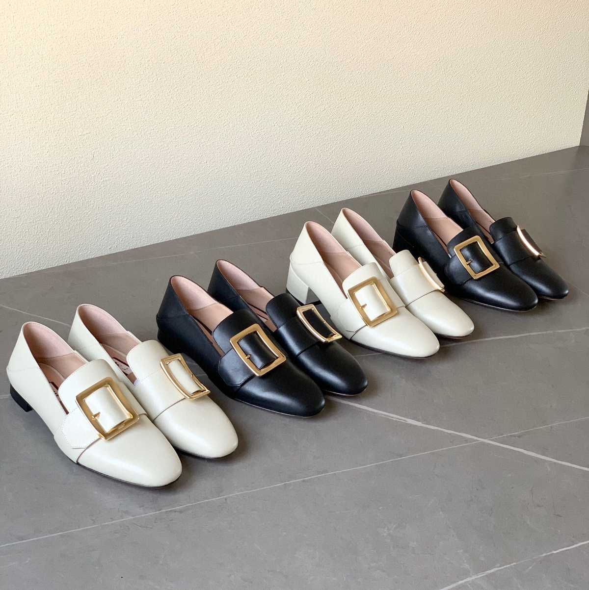 【ゴールドバックル】ローヒールパンプス - 走れる 快適