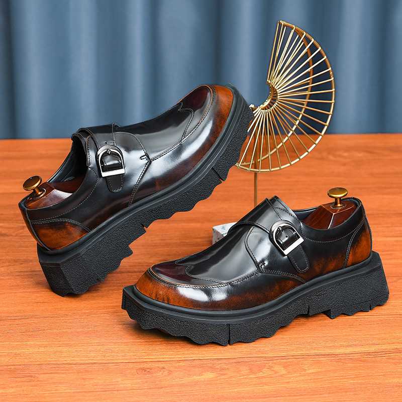 【モダン】厚底レザーローファー - 紳士靴 走れる