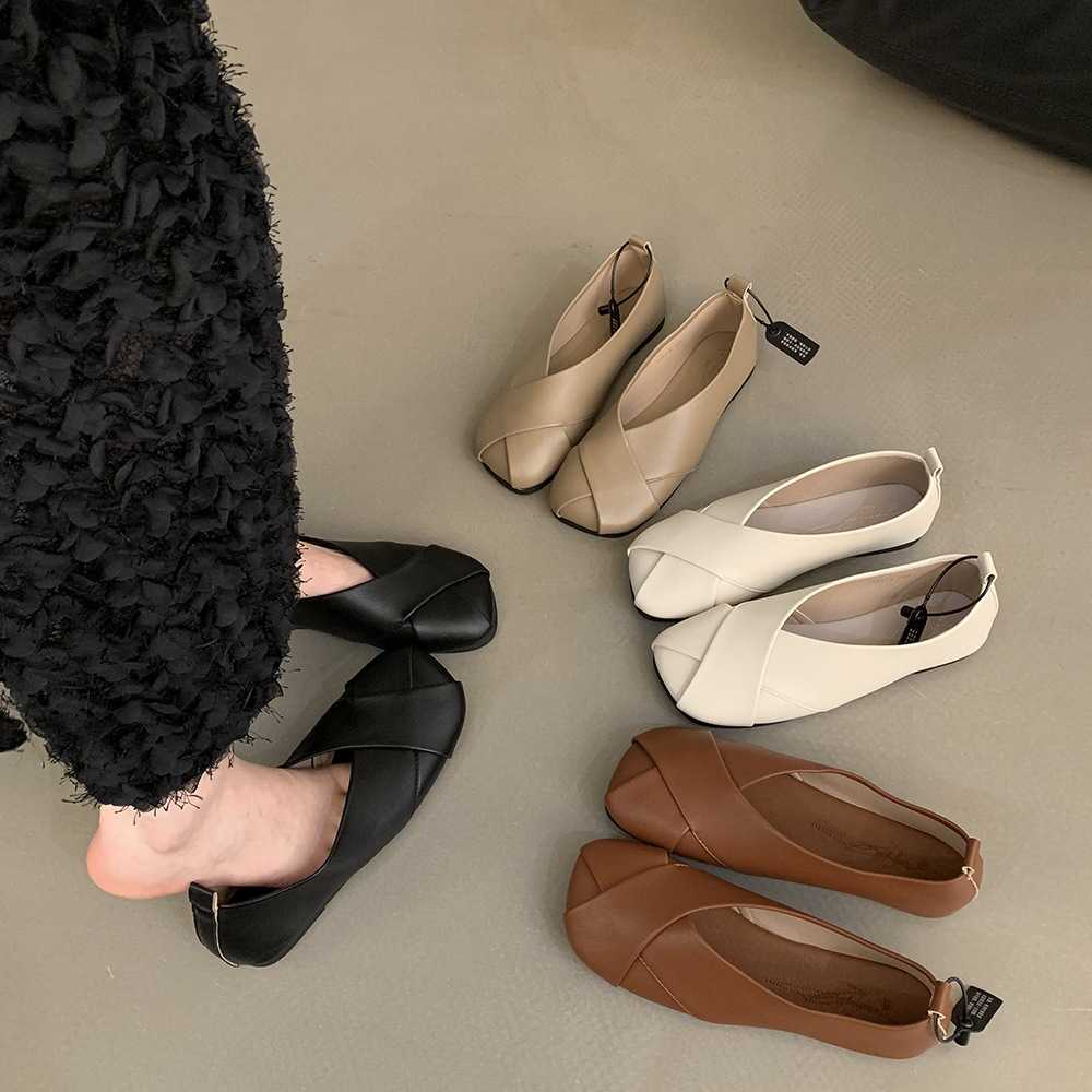 【クロスデザイン】フラット パンプス - 歩きやすい