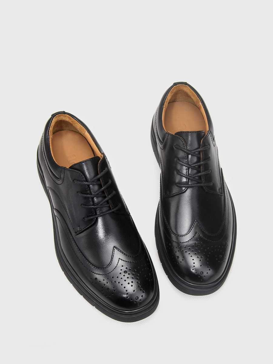 【厚底】本革ウイングチップビジネスシューズ - スタイルアップ