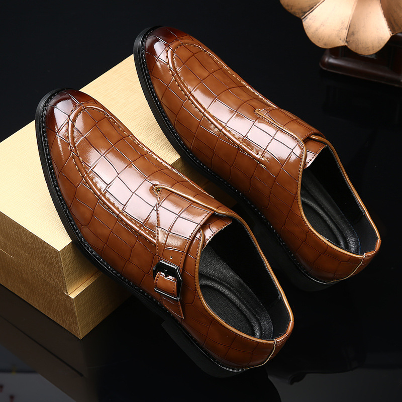 【40代愛用】型押しクロコ調 サイドベルト - 高級感 渋い 大人の紳士靴 本革