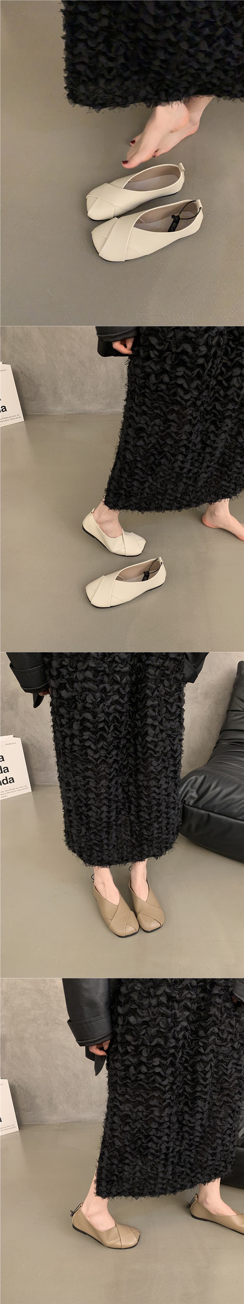 フラットパンプスクロスデザイン