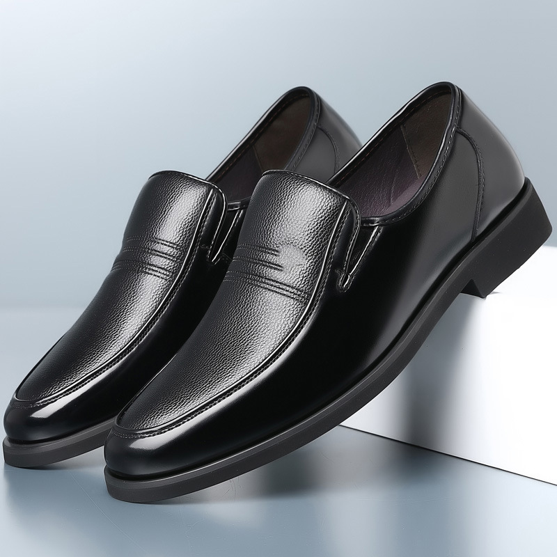 【手頃で高品質】本革シボ加工 スリッポン 紳士靴 - 傷が目立ちにくい 柔らかい