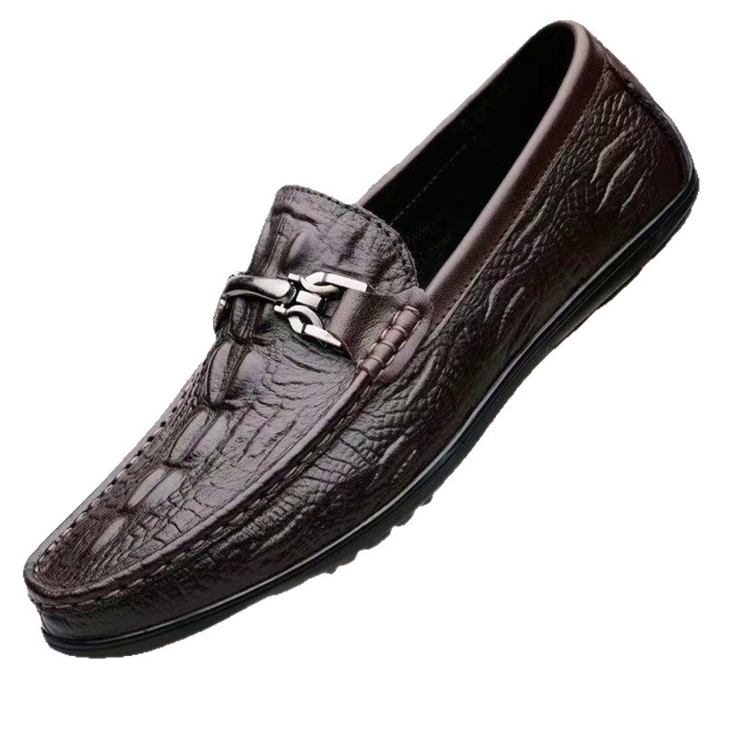 【清潔感】型押し本革 通気孔付き ビット金具スリッポン - 蒸れない レザー 紳士靴