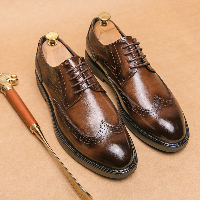ビジネスシューズ 本革ウイングチップ紳士靴ビジネスシューズ