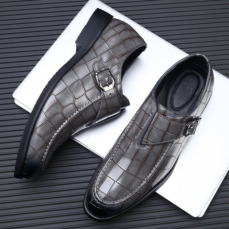 【40代愛用】型押しクロコ調 サイドベルト - 高級感 渋い 大人の紳士靴 本革