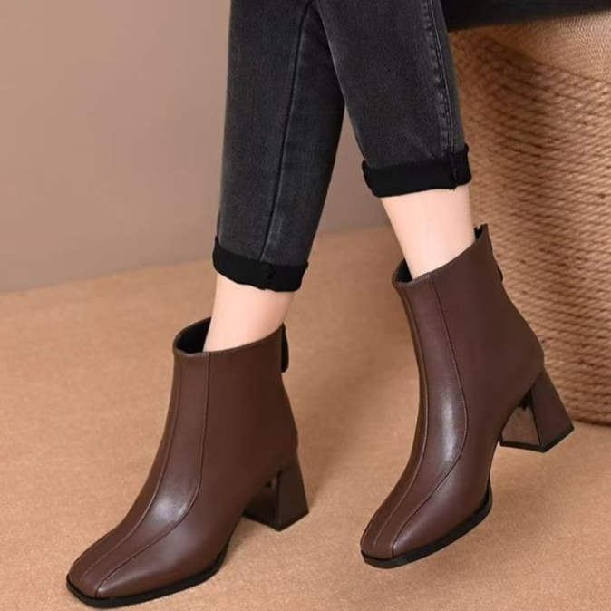 黒靴 レディース 秋冬 ショートブーツ
