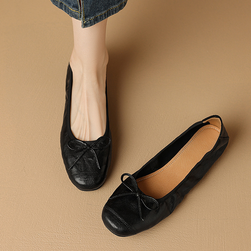 新品柔らかい革靴パンプス快適歩行黒靴