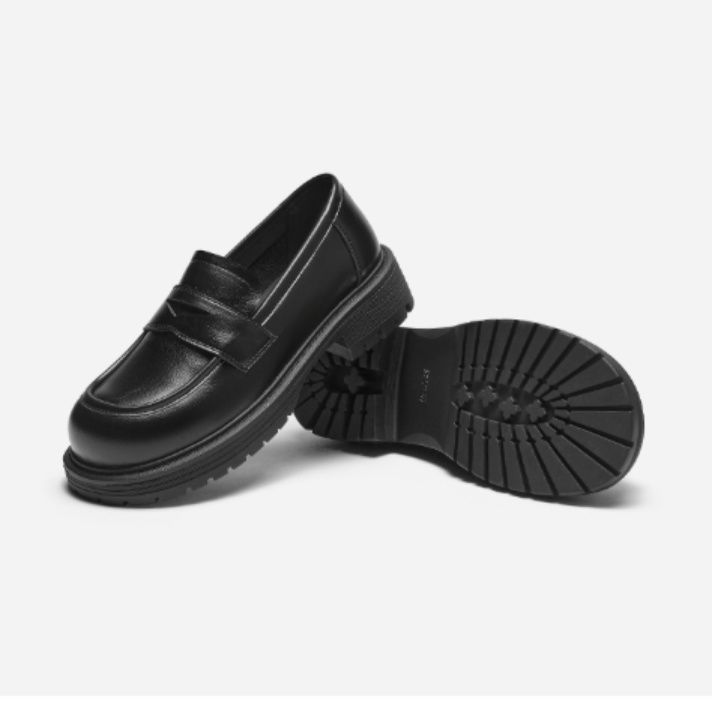 黒靴 クラシックローファー厚底