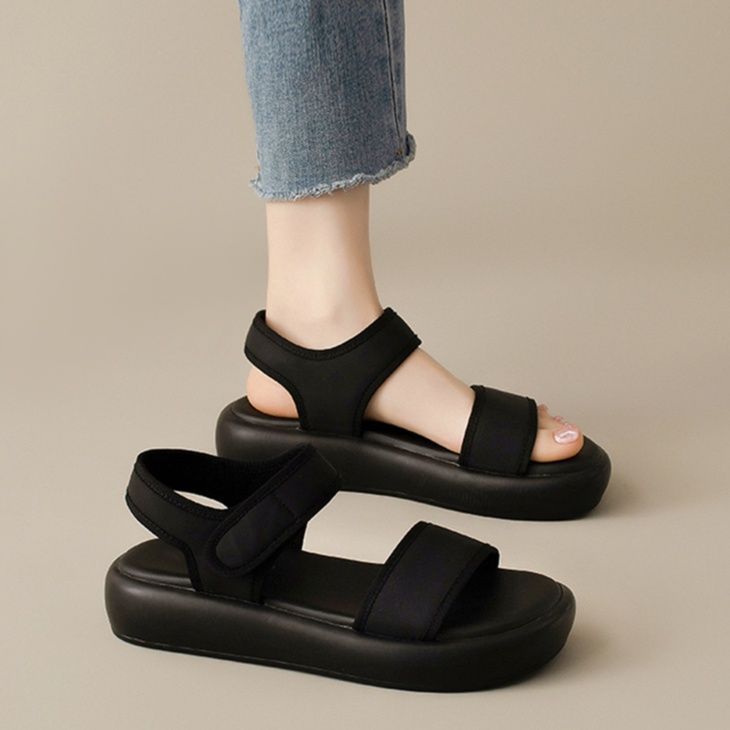 黒靴 やわらかクッション厚底サンダル