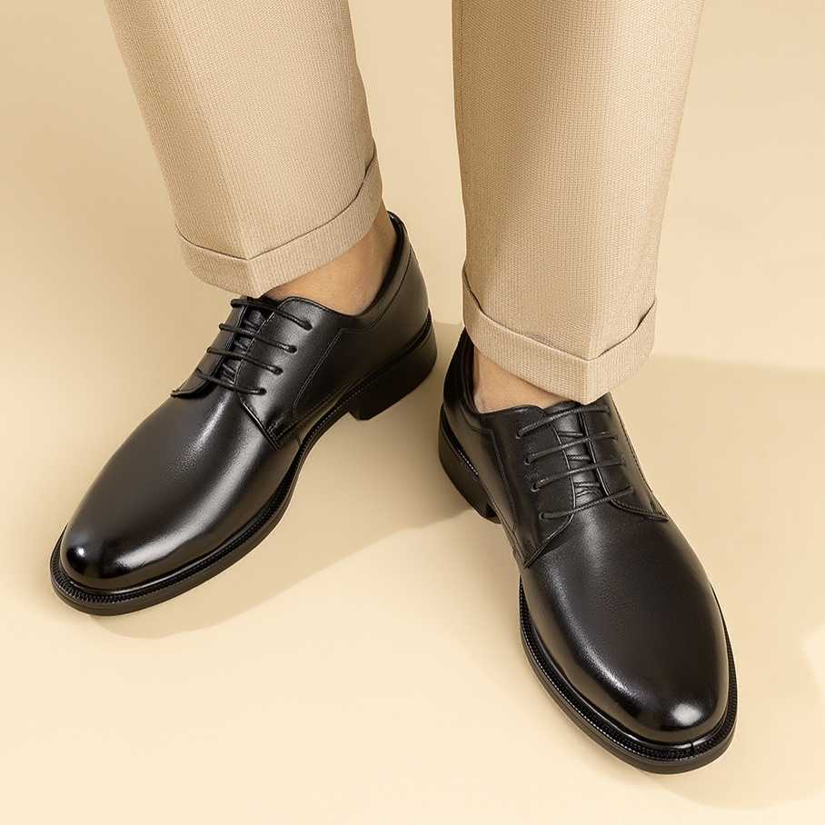 黒靴 クラシック ビジネスシューズ プレーントゥ