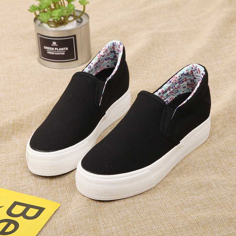 黒靴 カジュアル厚底スリッポン