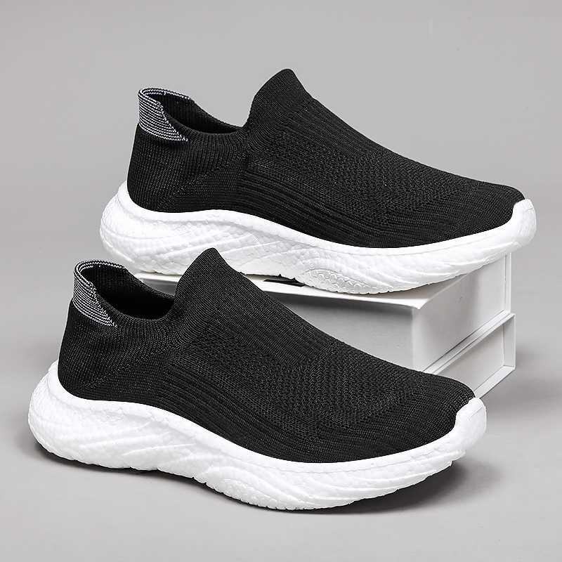 黒靴 究極の履き心地 メッシュ編みスリッポン