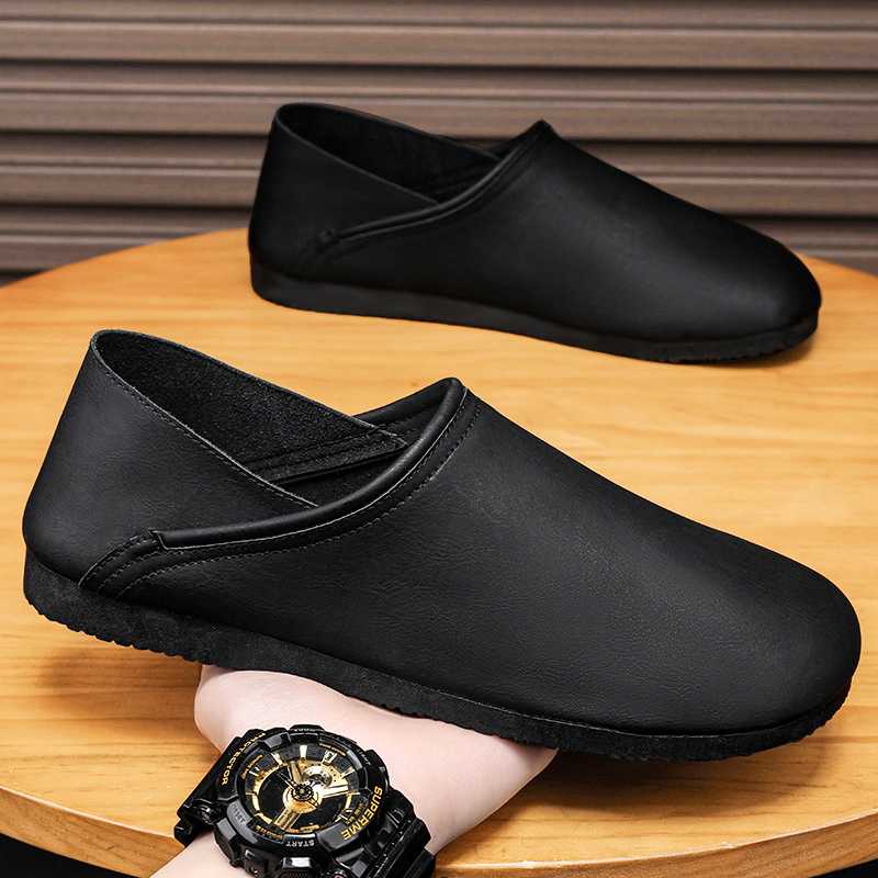 黒靴 やわらか本革スリッポン