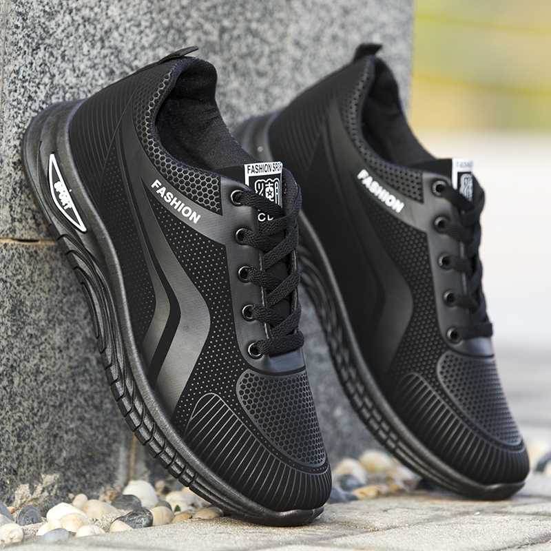 黒靴 軽量メッシュスポーツシューズ 快適モデル