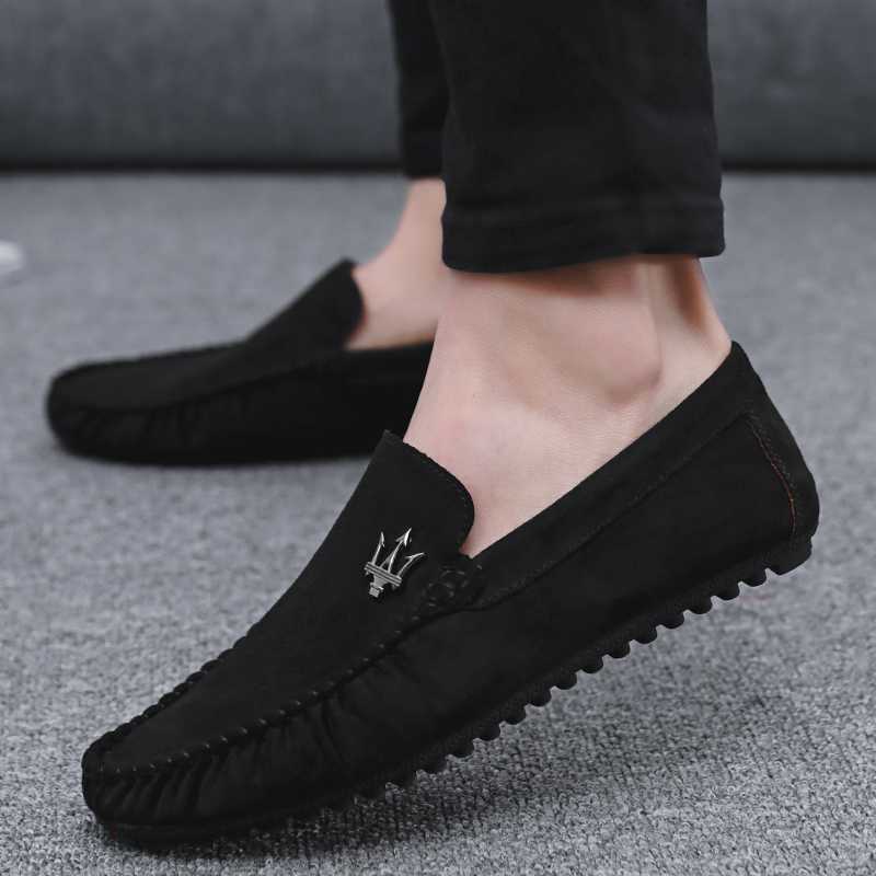 黒靴 黒靴 王冠飾り付き紳士用モカシン