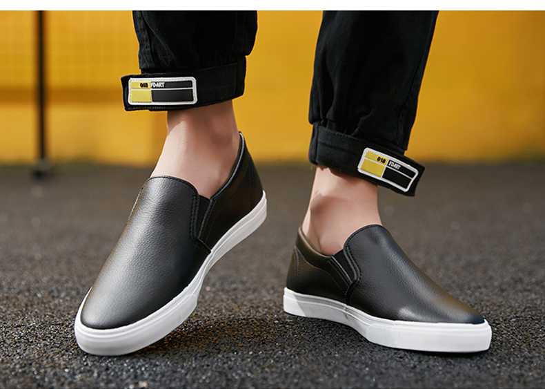 黒靴 シンプル上質レザースリッポン