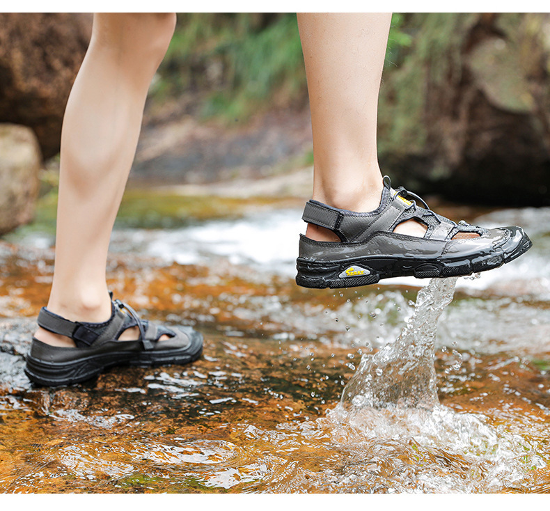 黒靴 男性用軽量通気性サンダル滑り止め野外活動散歩靴