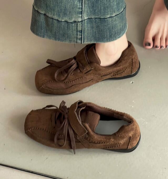 黒靴 レディース 秋冬 フラットシューズ 紐タイプ 軽量