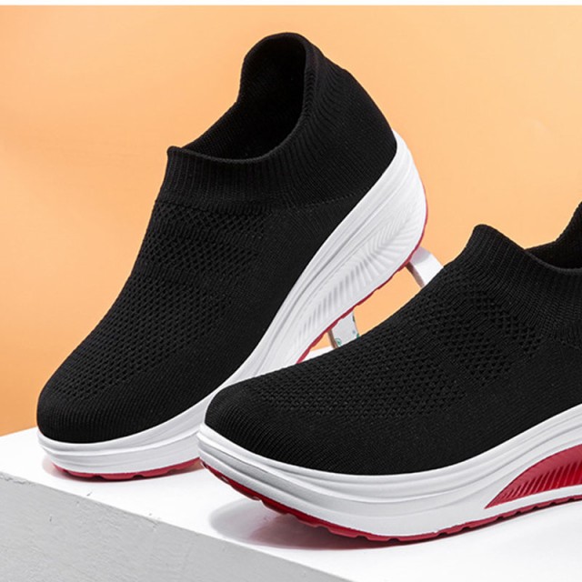 黒靴 厚底黒スニーカー女性用軽量運動靴男女兼用