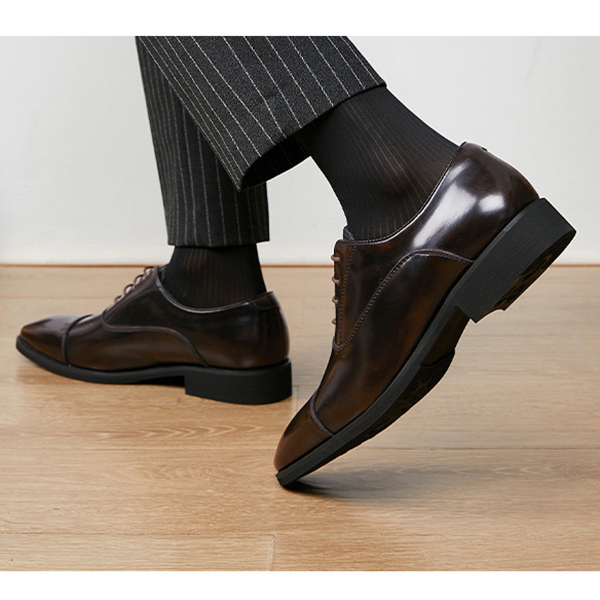 黒靴  紳士用革靴 光沢エナメル調 軽量ビジネスシューズ