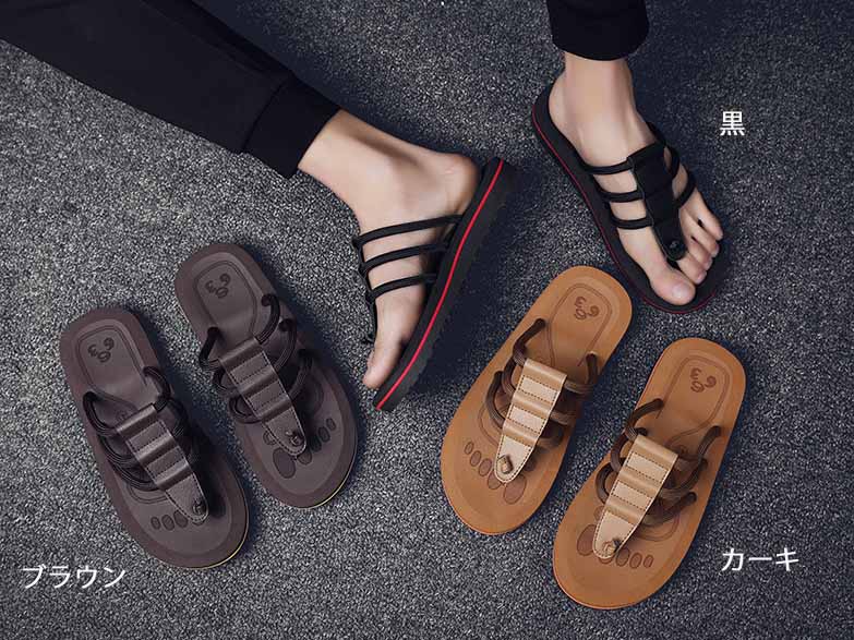 黒靴 男性用軽量サンダル 夏のアウトドアに最適なビーチサンダル