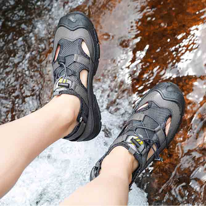 黒靴 男性用軽量通気性サンダル滑り止め野外活動散歩靴