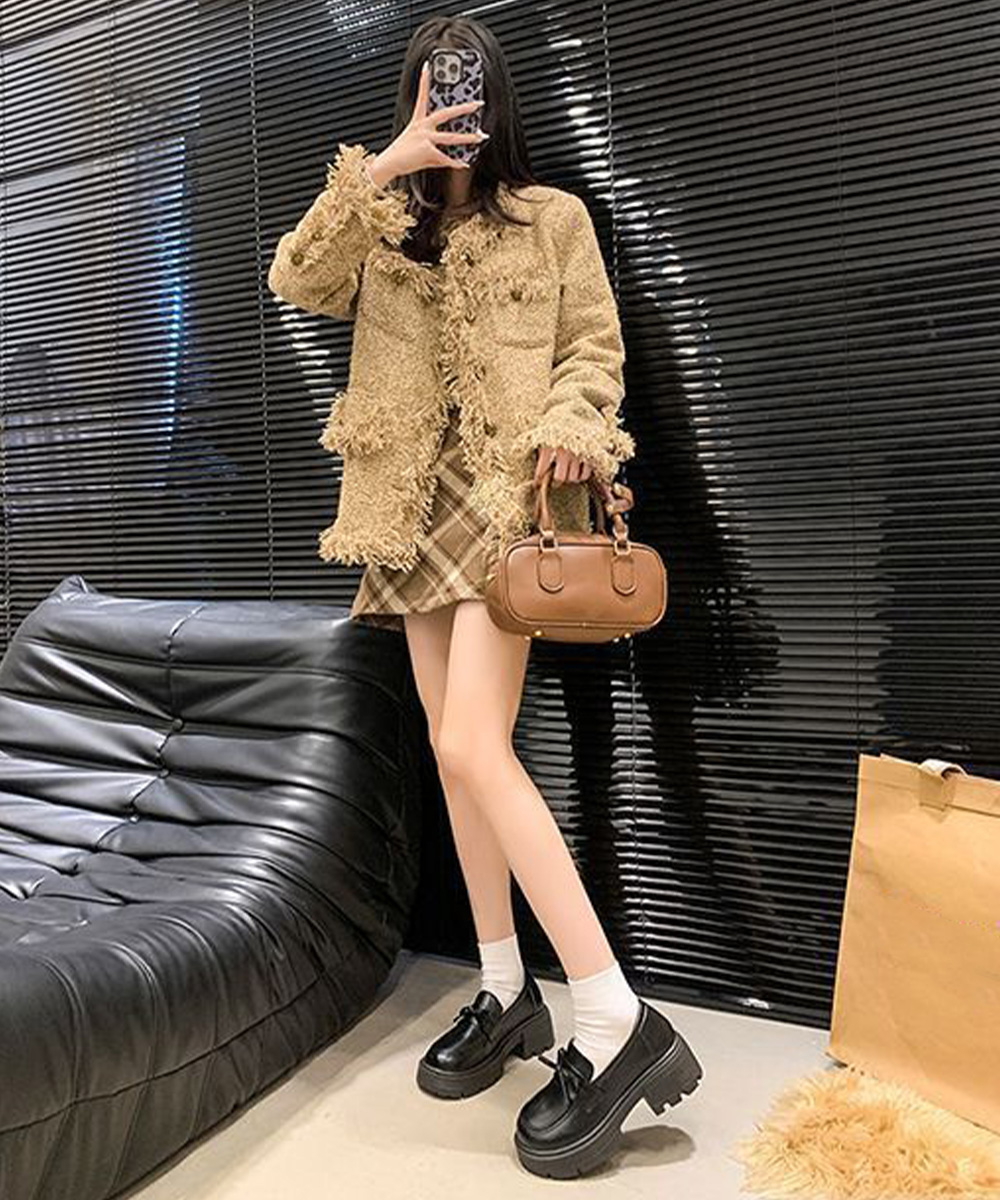 黒靴 レディース厚底ローファー合皮リボン付き学院風