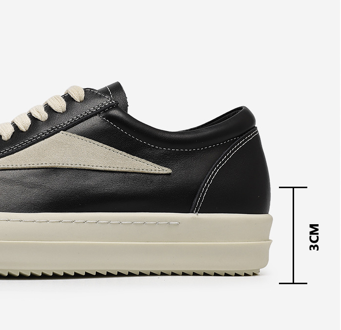 黒靴 男女兼用 黒革スニーカー ストリート系 歩きやすい厚底