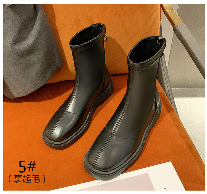 黒靴 革靴 厚底ショートブーツ レディース 疲れにくい着脱簡単