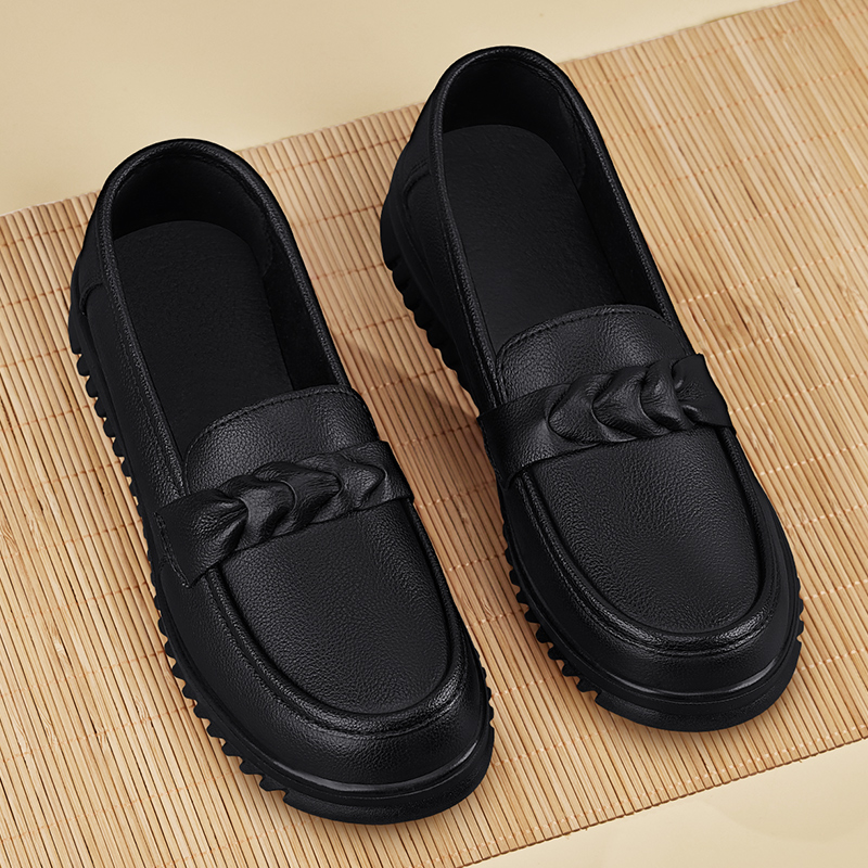 黒靴 黒靴 リボンモチーフ ローファー
