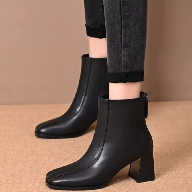 黒靴 レディース 秋冬 ショートブーツ