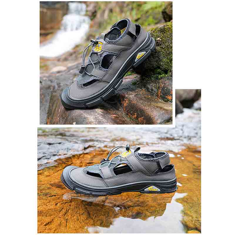 黒靴 男性用軽量通気性サンダル滑り止め野外活動散歩靴