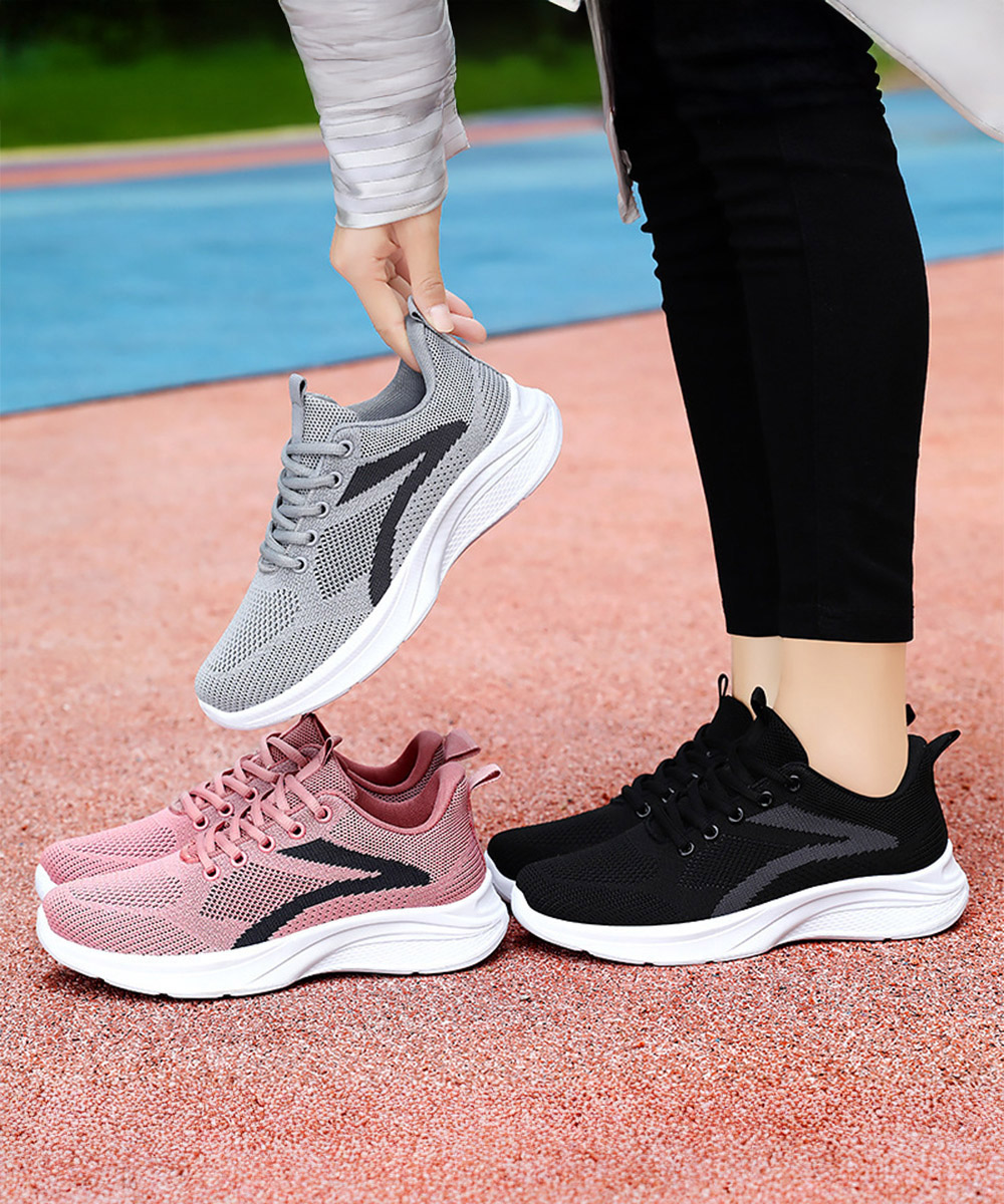 黒靴 レディース ランニングシューズ 紐付きローカット運動靴