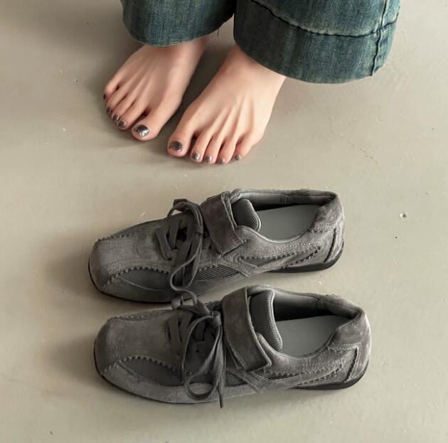 黒靴 レディース 秋冬 フラットシューズ 紐タイプ 軽量