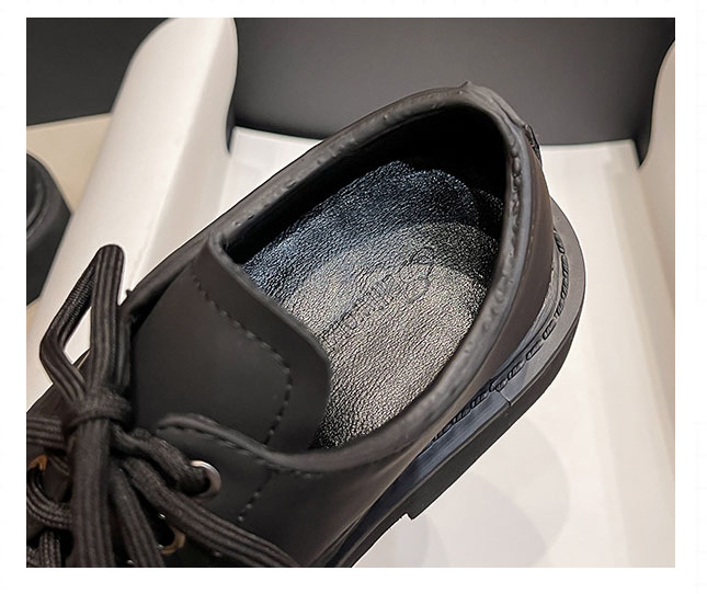 黒靴 男女兼用厚底革靴 無地合成皮革シューズ