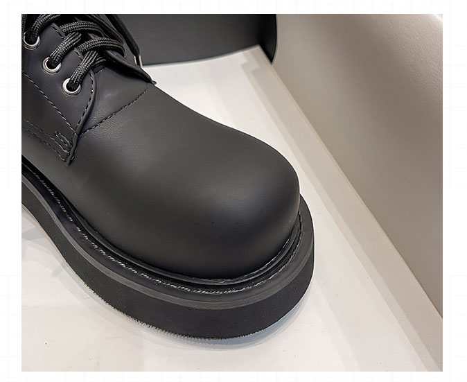 黒靴 男女兼用厚底革靴 無地合成皮革シューズ