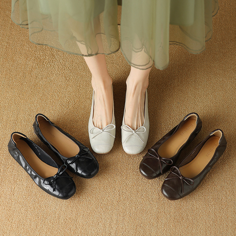 新品柔らかい革靴パンプス快適歩行黒靴