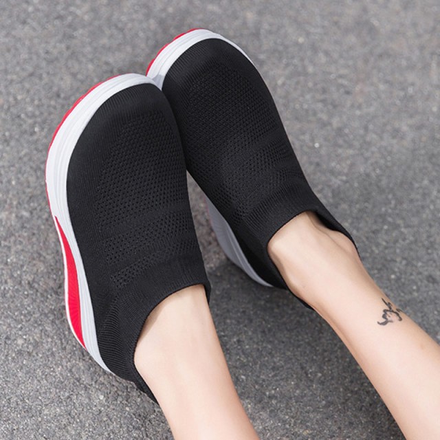 黒靴 厚底黒スニーカー女性用軽量運動靴男女兼用