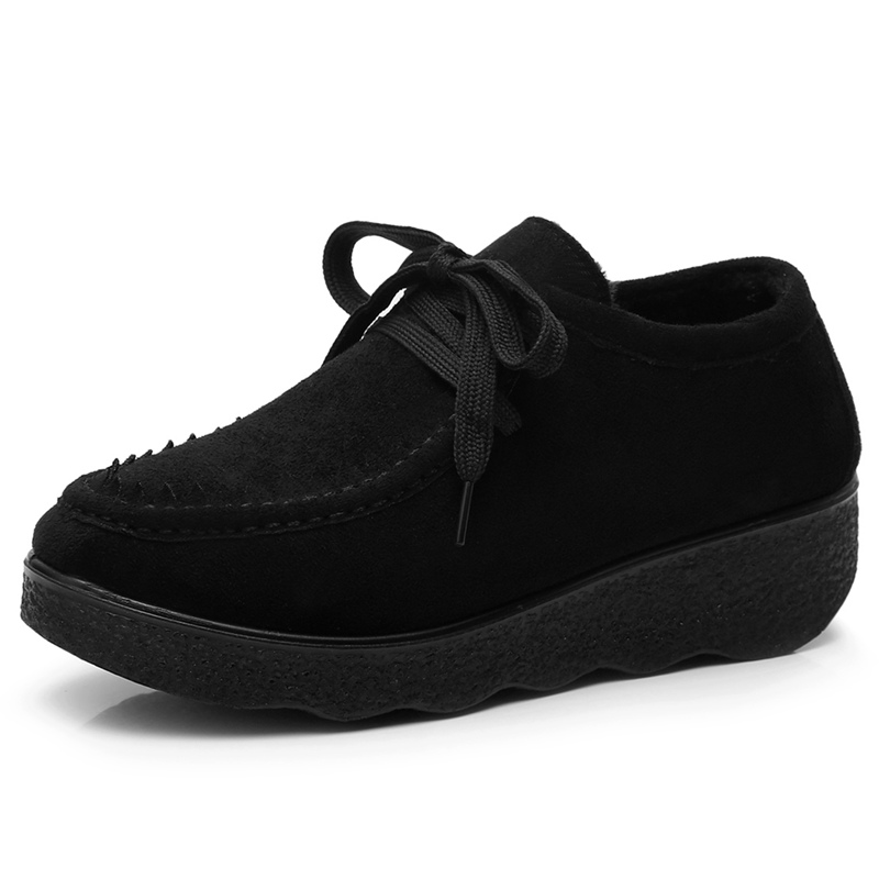 黒スニーカー 手編み風ステッチ厚底スニーカー