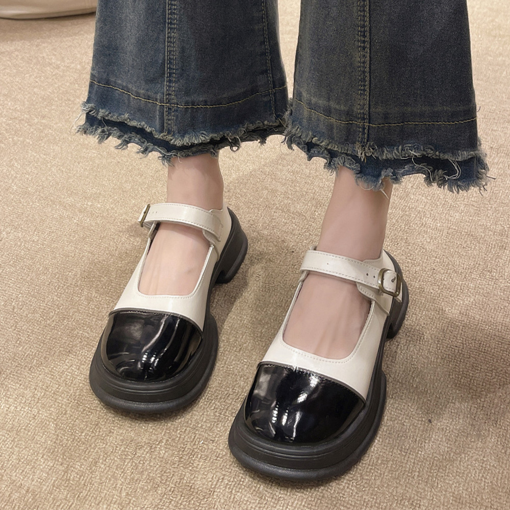 黒スニーカー 厚底ストラップシューズ 韓国風学院スタイル 女性用